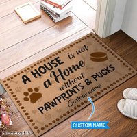 Hund Und Hockey Personalisierte Fußmatte, Hunde Teppich, Hundeteppich, Perfektes Geschenk Für Hockeyspieler von miumaxgifts