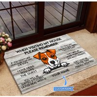 Jack Russel Terrier Teppich, Matte, Besuch Mein Haus Fußmatte, Perfektes Geschenk Für Hundeliebhaber, Hunde-Fußmatte, Fußmatte Wohnkultur von miumaxgifts