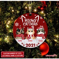 Kurzhaar Katze Meowy Ornament, Personalisierte Katzen Weihnachtsgeschenk, Xmas Katzenliebhaber Geschenk, Weihnachtsbaum Dekorationen von miumaxgifts