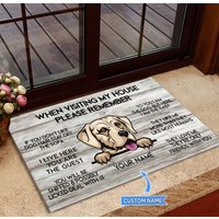 Labrador Retriever Fußmatte, Teppich, Besuch Meine Hausmatte, Geschenk Für Hundeliebhaber, Hunde Matte Wohnkultur, Lustige Hundematte von miumaxgifts