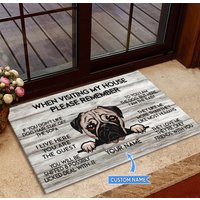 Mops Fußmatte, Matte, Teppich, Besuch Mein Haus Perfektes Geschenk Für Hundeliebhaber, Hunde Fußmatte Wohnkultur, Lustige Hundematte von miumaxgifts