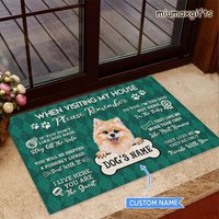 Pommern Fußmatte, Teppich, Personalisierte Hunde Hundeteppich, Hundematte, Fußmatte Für Hundeliebhaber, Besuch Meiner Hausmatte, Wohnkultur von miumaxgifts