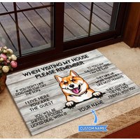 Shiba Inu Fußmatte, Teppich, Matte, Besuch Meiner Hausmatte, Perfektes Geschenk Für Hundeliebhaber, Hundefußmatte, Einweihungsmatte von miumaxgifts