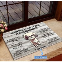 Shih Tzu Fußmatte, Teppich, Matte, Besuch Mein Haus Perfektes Geschenk Für Hundeliebhaber, Hunde Einweihungsgeschenk von miumaxgifts