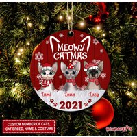 Sphynx Meowy Ornament, Personalisierte Katzen Weihnachten, Katze Weihnachtsgeschenk, Xmas Katzenliebhaber Geschenk, Weihnachtsbaum Dekorationen von miumaxgifts