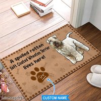 Weich Überzogene Weizen Terrier Fußmatte, Ein Verwöhnter Fauler Hund Lebt Hier Matte, Weich Überzogener Teppich, Haus Geschenk Für Hundeliebhaber von miumaxgifts