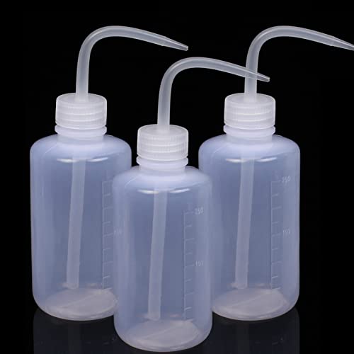 Miuse 3 Stück Spritzflasche 250ml, Laborflasche Waschflasche Transpartent Squeeze Flasche Sprühflasche für Pflanzen Waschen Flasche Kunststoff für Laborreinigung Pflanzenbewässerung von Miuse