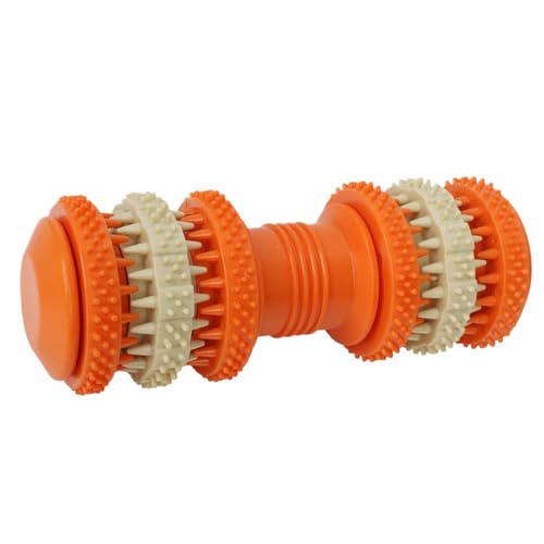 Dog Chew Toys, Teething Gear Stick, Interactive Treat Dispenser, Durabled Rubber Design, 2 Pieces, Pet Supplies Perfect for Small Medium Large Breeds Enrichment Training, 12.1cm Orange von mivceklw