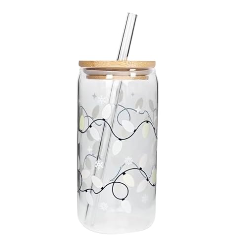 Farbwechselbecher, Farbwechsel -Weihnachtsbecher, wiederverwendbare Glasflasche, mit Deckel Stroh um Öko -freundlichem Saft, heißer, Schokoladenmilch, Eiskaffee oder Biertrinkkonsum von mivceklw