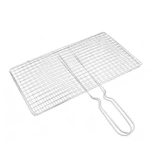 - Gemüsegrillkorb für Grill und Kochen im Freien | Edelstahl mit hitzebeständigem Griff, Nicht -Stick -Netzdesign für Fischfleischgarnelen und Camping -Cookouts auf Holzkohle 5.12 in von mivceklw
