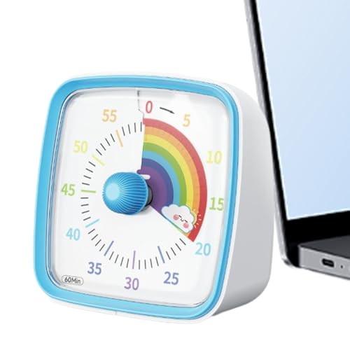 Kids Countdown Timer with Rainbow Pattern, 60-Minute Silent Desk Clock for Study, Focus, and Tasks, Visual Timer for Classroom, Offices, Home, Adults, Children, 3.46x3.46x2.13 Inches von mivceklw