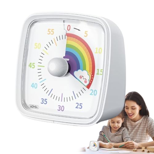 Kids Countdown Timer with Rainbow Pattern, 60-Minute Silent Desk Clock for Study, Focus, and Tasks, Visual Timer for Classroom, Offices, Home, Adults, Children, 3.46x3.46x2.13 Inches Kids Countdown Timer with Rainbow Pattern, 60-Minute Silent Desk Clock for Study, Focus, and Tasks, Visual Timer for Classroom, Offices, Home, Adults, Children, 3.46x3.46x2.13 Inches von mivceklw
