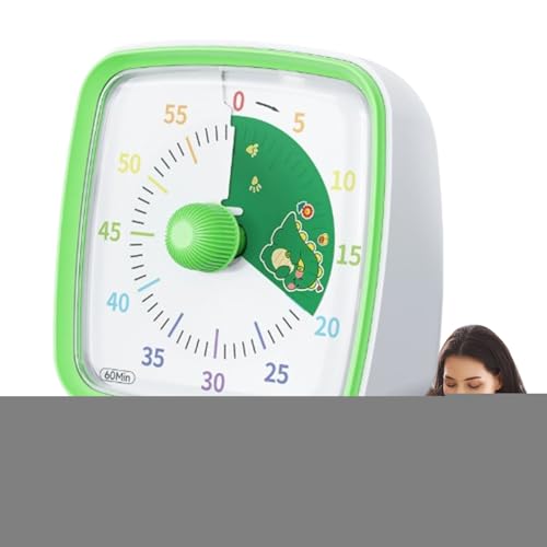 Kids Countdown Timer with Rainbow Pattern, 60-Minute Silent Desk Clock for Study, Focus, and Tasks, Visual Timer for Classroom, Offices, Home, Adults, Children, 3.46x3.46x2.13 Inches von mivceklw