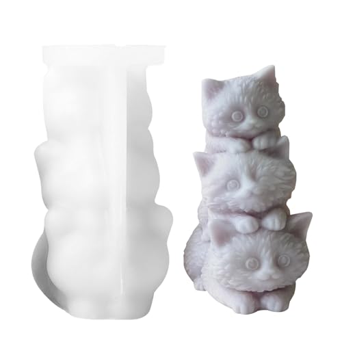 Stacking Cats Candle Mold, Reusable Silicone Candles, Making Molds with Three Cat Design Easy Release Casting Mold for Crafts, Fondant, Chocolate, Resin Art, Soap or Candle Craft Projects Stacking Cats Candle Mold, Reusable Silicone Candles, Making Molds with Three Cat Design Easy Release Casting Mold for Crafts, Fondant, Chocolate, Resin Art, Soap or Candle Craft Projects von mivceklw