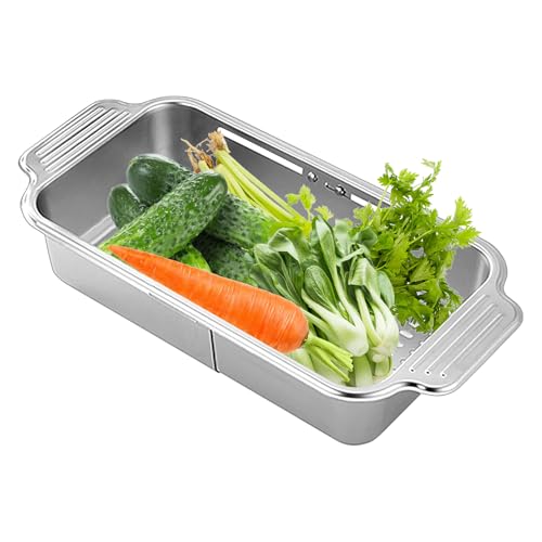 mivceklw Abtropfgestell für Küchenspüle | Abtropfgestell zum Aufhängen an der Spüle, ausziehbarer Korb zum Waschen und Aufbewahren von und mivceklw Abtropfgestell für Küchenspüle | Abtropfgestell zum Aufhängen an der Spüle, ausziehbarer Korb zum Waschen und Aufbewahren von und von mivceklw