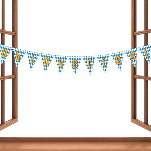 mivceklw Oktoberfest Banner Flaggen | Bayrische Deutschland Girlanden | Bierfest Deko Fotostange Wimpelkette | Für Oktoberfest Themenpartys Feiern Veranstaltungen Drinnen Draußen von mivceklw