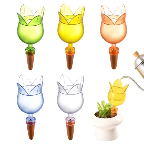 mivceklw Selbstbewässerungsspitzen | Gemüsebewässerungsstäbe 5 Teile,Langlebige Blumenförmige Bewässerungsspitzen Für Hinterhof Rasen Blumenbeet Gemüsegarten Außenbereich Gewächshaus von mivceklw