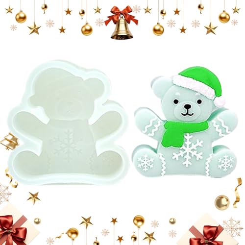 mivceklw Silikon Weihnachtsformen | Bastelformen Lebkuchenbär Form | Einfache Entformung Nicht Klebende Silikonform Handwerkzeuge Zum Backen Seife Kerze Schokolade Cupcake Deko Fondant von mivceklw