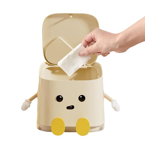 mivceklw Small Trash Can, Desktop Waste Bin, Compact Garbage Container, Push Lid Design Odor Control Feature for Bathroom, Kitchen, Car, S Use, 6.1x6.1x5.5 Inches von mivceklw