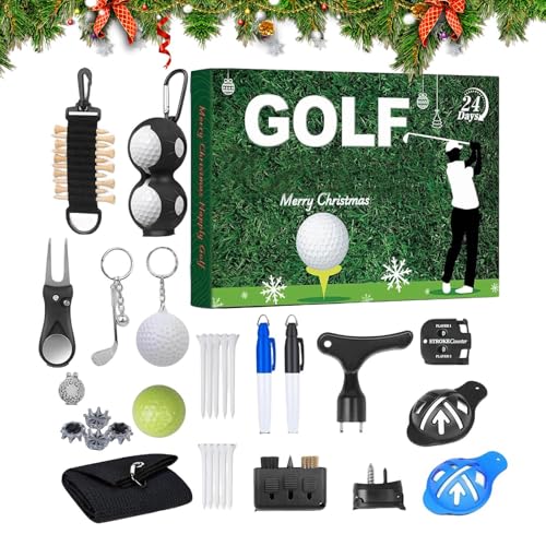 mivceklw Weihnachts Adventsspielzeug 2025 | 24 Tage Golf Zubehör Set Countdown Kalender,Weihnachts Deko Accessoire für Söhne Familie Mädchen Männer Teenager Ehemann Jugend Töchter Freunde von mivceklw