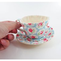 Made-To-Order | 1 - 2 Wochen- Cath Kidston Textile Teetasse- Provence Rose Blau von miwary