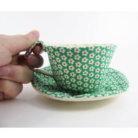 Made-To-Order | 1 - 2 Wochen- Textil Teetasse Tidy-Daisy in Grün von miwary
