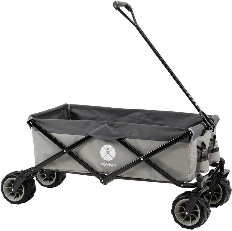miweba Bollerwagen Handwagen klappbarer Bollerwagen MB-30 für Kinder (360 Grad Räder - Feststellbremse - 120 kg Tragkraft - Reiß- und scheuerfest - elastisch - widerstandsfähig - witterungsbeständig, 1-tlg., Gerätewagen - Handkarren - Kinderwagen), Faltwagen - Transportkarre - Kinderwagen - Kinderbollerwagen von miweba