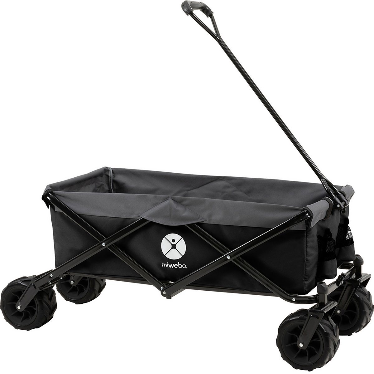 miweba Bollerwagen Handwagen klappbarer Bollerwagen MB-30 für Kinder (360 Grad Räder - Feststellbremse - 120 kg Tragkraft - Reiß- und scheuerfest - elastisch - widerstandsfähig - witterungsbeständig, 1-tlg., Gerätewagen - Handkarren - Kinderwagen), Faltwagen - Transportkarre - Kinderwagen - Kinderbollerwagen von miweba