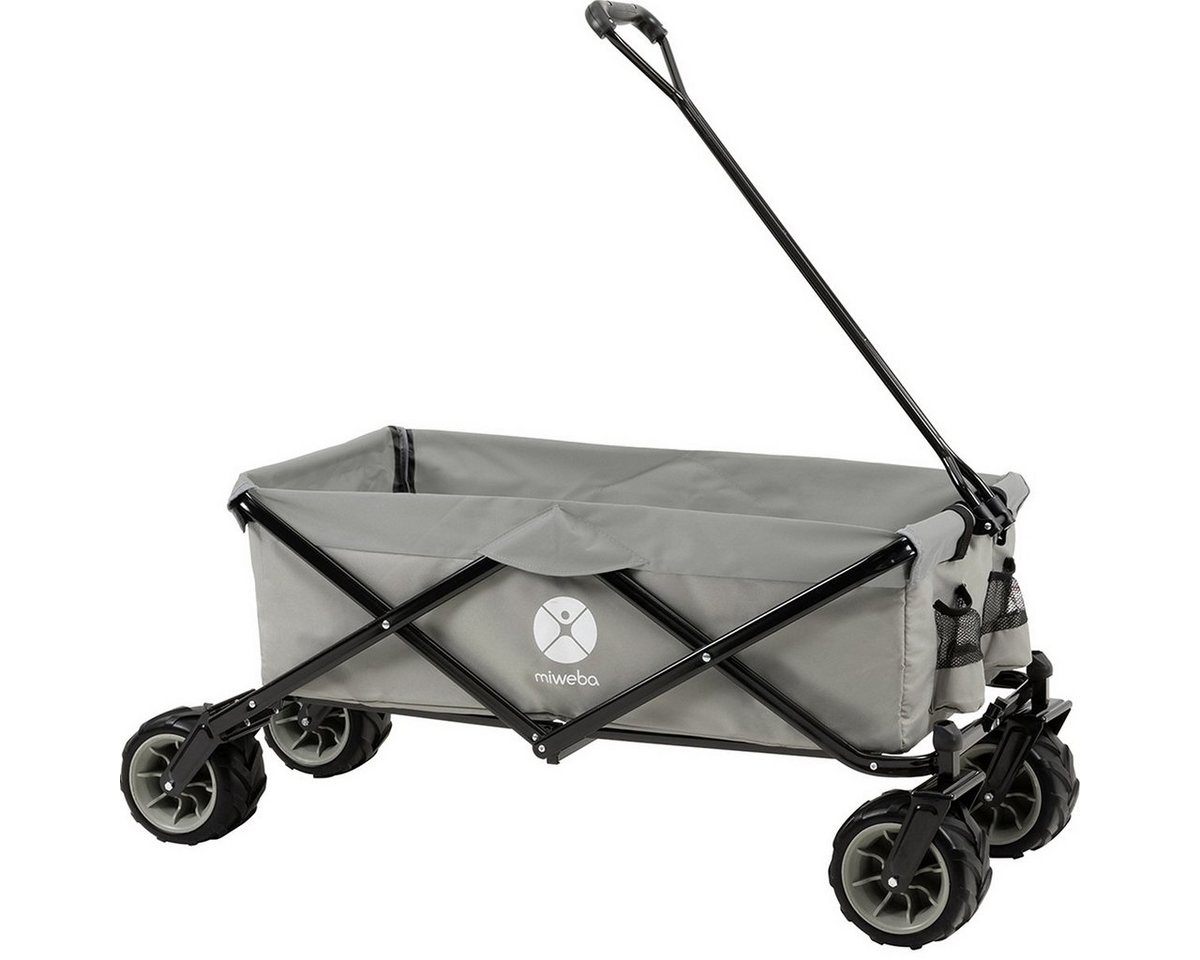 miweba Bollerwagen Handwagen klappbarer Bollerwagen MB-30 für Kinder (360 Grad Räder - Feststellbremse - 120 kg Tragkraft - Reiß- und scheuerfest - elastisch - widerstandsfähig - witterungsbeständig, 1-tlg., Gerätewagen - Handkarren - Kinderwagen), Faltwagen - Transportkarre - Kinderwagen - Kinderbollerwagen von miweba