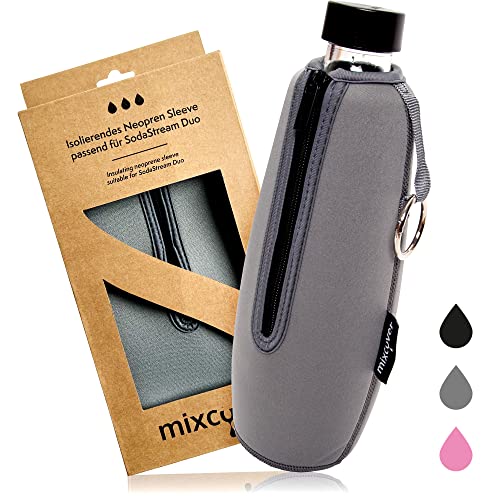 mixcover isolierter Flaschenschutz Sleeve kompatibel mit SodaStream Crystal und Duo Glasflaschen Schutzhülle für Flaschen, Schutz vor Bruch und Kratzern, Farbe Grau von mixcover