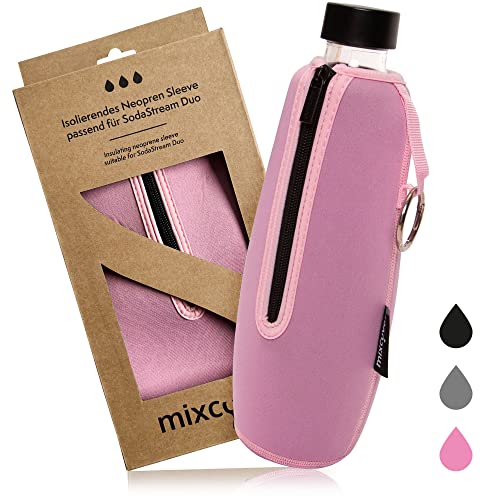 mixcover isolierter Flaschenschutz Sleeve kompatibel mit SodaStream Crystal und Duo Glasflaschen Schutzhülle für Flaschen, Schutz vor Bruch und Kratzern, Farbe Pink von mixcover