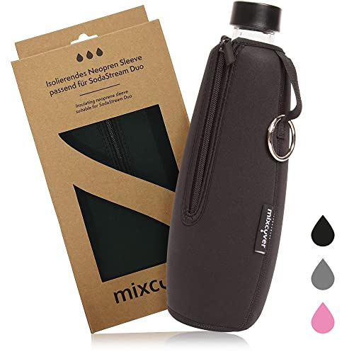 mixcover isolierter Flaschenschutz Sleeve kompatibel mit SodaStream Crystal und Duo Glasflaschen Schutzhülle für Flaschen, Schutz vor Bruch und Kratzern, Farbe Schwarz von mixcover