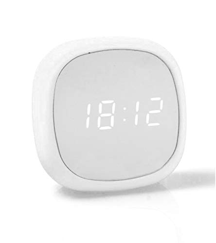 2 in 1 Spiegel Wecker Digital Alarmwecker Alarm mit DREI einstellbaren Alarmzeiten Akustiksensor (Weiß) von mixed24