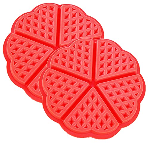 2X Silikon Herz Waffelformen Backformen Formen Förmchen Maker Rot Waffel von mixed24