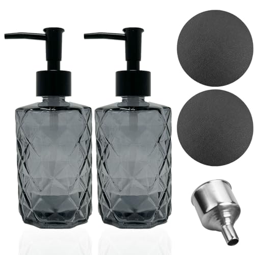 2er Set Glas Seifenspender 330ml Schwarz Pumpspender inkl. 2X Untersetzer und 1x Trichter 2er Set Glas Seifenspender 330ml Schwarz Pumpspender inkl. 2X Untersetzer und 1x Trichter von mixed24