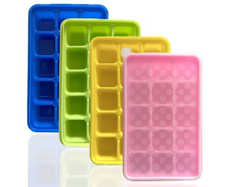 mixed24 Eiswürfelform 4er Set bunte Eiswürfelformen aus Silikon inkl. Deckel, (4-tlg) von mixed24