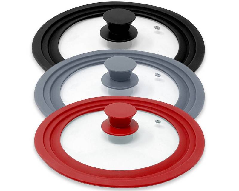 mixed24 Pfannendeckel 2er Set Silikon Topfdeckel Universalgröße 20-22-24cm und 26-28-20cm von mixed24