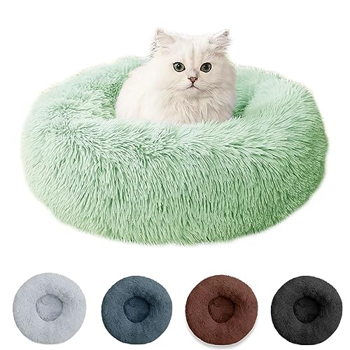 mixed24 Plüsch Donut Hundebett Katzenbett Kuschelbett Haustierbett Kissen Bett Hundekissen Rund Weich (50cm, Grün) von mixed24