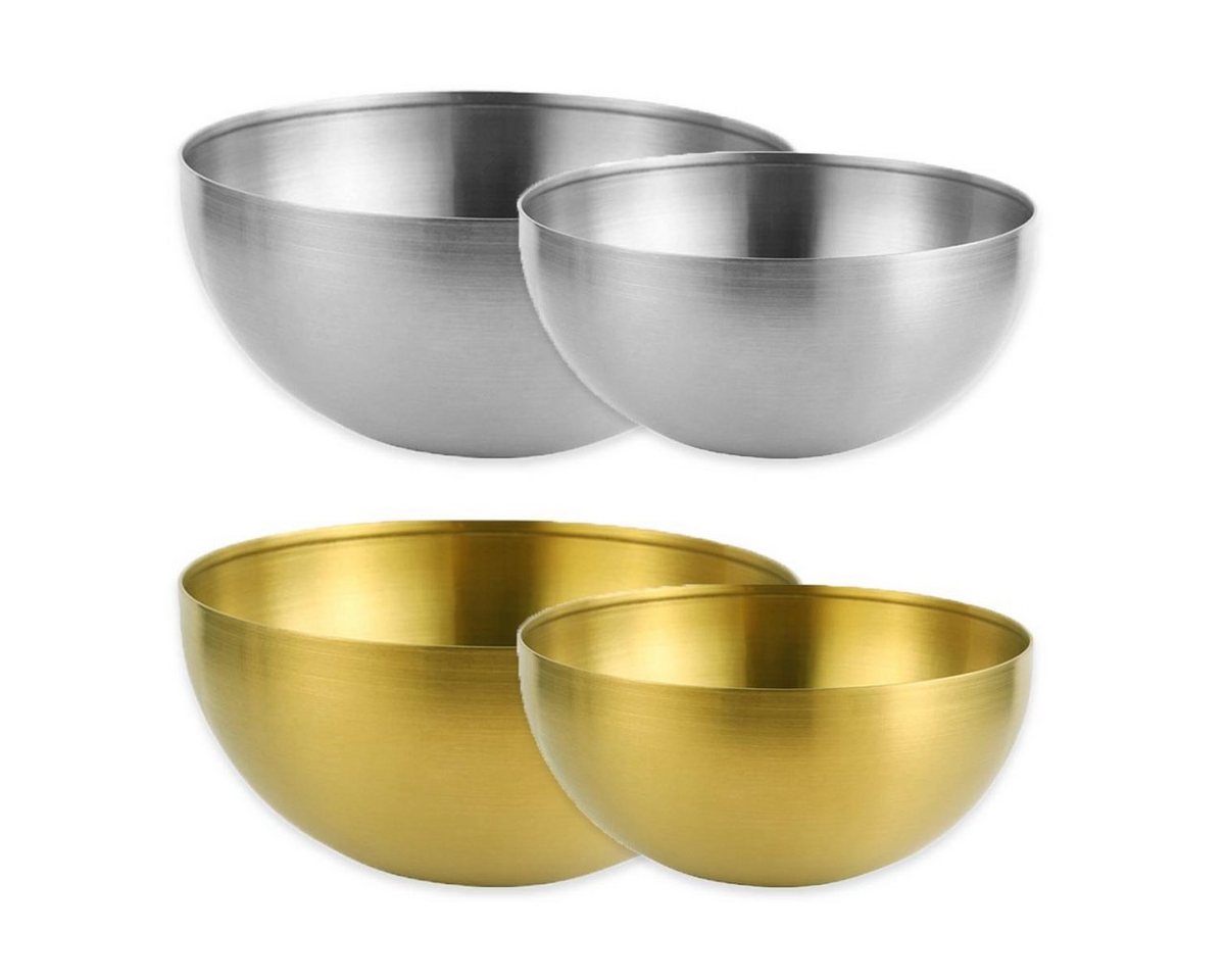 mixed24 Salatschüssel Salatschüssel Set aus Edelstahl Schüssel Schale Gold Silber, (2-tlg) von mixed24