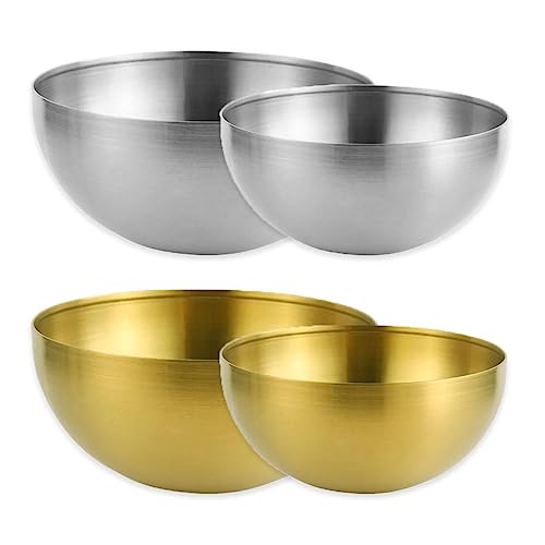 mixed24 Salatschüssel Set aus Edelstahl 15cm / 20cm Gold oder Silber (Gold, 2x 20cm) von mixed24