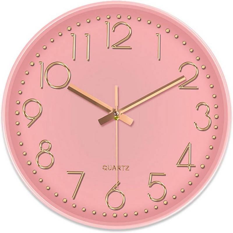 mixed24 Wanduhr 30cm Wanduhr Klassisch Analog Weiß Schwarz Rosa Roségold modern (geräuscharm keine Tickgeräusche große Ziffern) von mixed24