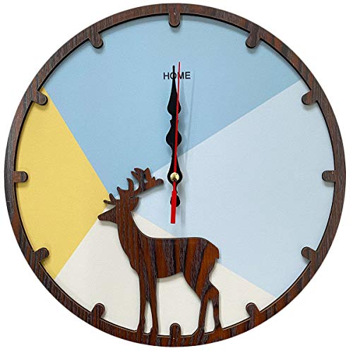 mixed24 Wanduhr Ø 30cm REH Holz Küchenuhr Wonzimmeruhr Zimmeruhr von mixed24