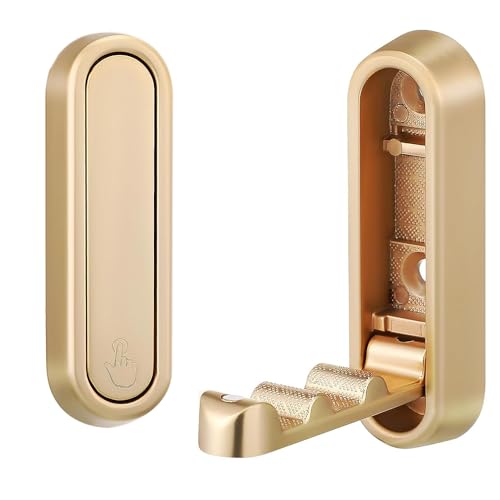 miyonsin Klappbare Wandhaken, Multifunktionale Garderobenhaken für Schlafzimmer, Badezimmer, Kleiderschrank, Wohnzimmere, Wandhaken Hohe Festigkeit Für Handtücher, Kleidung (Golden, 1 Stück) von miyonsin