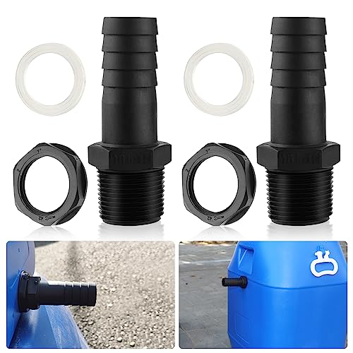 mizikuu 2 PCS Tankdurchführung 1 Zoll, Regentonnendurchführung Fassanschluss mit Schlauchtülle Schlauchanschluss Außengewinde Dichtung überlauf Regentonne Set für Regenfass, Wassertonnen von mizikuu