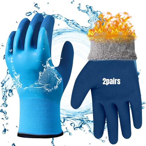 mizikuu 2 Paare Arbeitshandschuhe Winter, Winterhandschuh Wasserdicht Montagehandschuhe Thermo Warme Montagehandschuhe Winterarbeitshandschuhe Isolierte für Winter Arbeit Kühlhaus Lager Bau von mizikuu