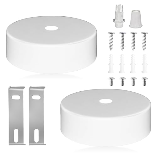 mizikuu 2 Stück Baldachin Metall Weiß, 80 x 30 mm Deckenbaldachin, Baldachin Lampe, Runder Decke Lampenabdeckung Deckenanschluss, Einbausatz Lampenbaldachin für Wohnzimmer Flur Küchenleuchter von mizikuu