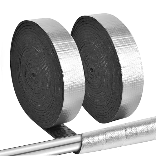 mizikuu 2 Rolle Isolierung Kanal, 10M x 5CM Isolierung Heizungsrohre Wickeln Rohrisolierung zum Wickeln Dämmung Heizungsrohre Rohrumwicklung Rohrisolierungsfolie Isolierband mit Schaumstoff von mizikuu