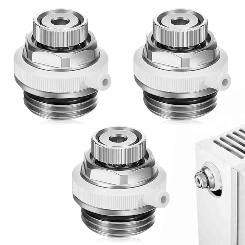 mizikuu 3er-Set Automatische Heizkörperentlüfter, 1/2" Anschluss Automatischer Heizkörper Entlüfter Entlüftungsstopfen Ventil Selbstentlüftendes Kühlerventil Entlüftungsventil von mizikuu