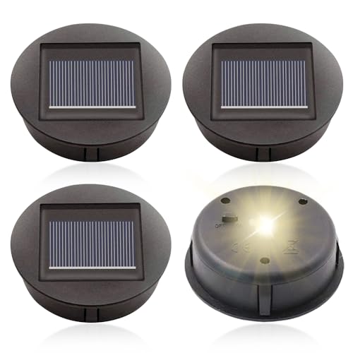 mizikuu 4 Stück Solarleuchten Ersatz Top, 8cm Solarleuchten Ersatzteile mit LED IP65 Wasserdichtes Solarpanel Laterne Deckel Ersatzoberteil Glühbirne für Walkway Hängende Laternen DIY Garten Dekor von mizikuu