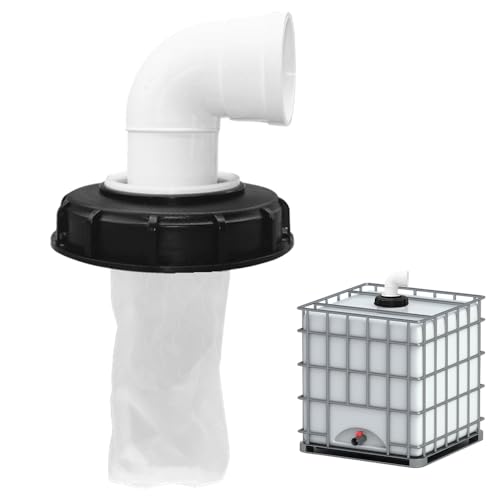 mizikuu 90° IBC Deckelfilter, 163mm Nylon Regenwasserfilter Auswaschbar mit Deckel IBC Filterdeckelmit Bogen IBC Tank Filter Zubehör für Regenwassertank DN 150 von mizikuu
